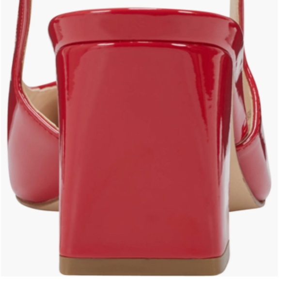 NIB Marc Fisher Red Patent Leather Slingback Pumps Block heel Shoes Sz 8.5 - Picture 6 of 10